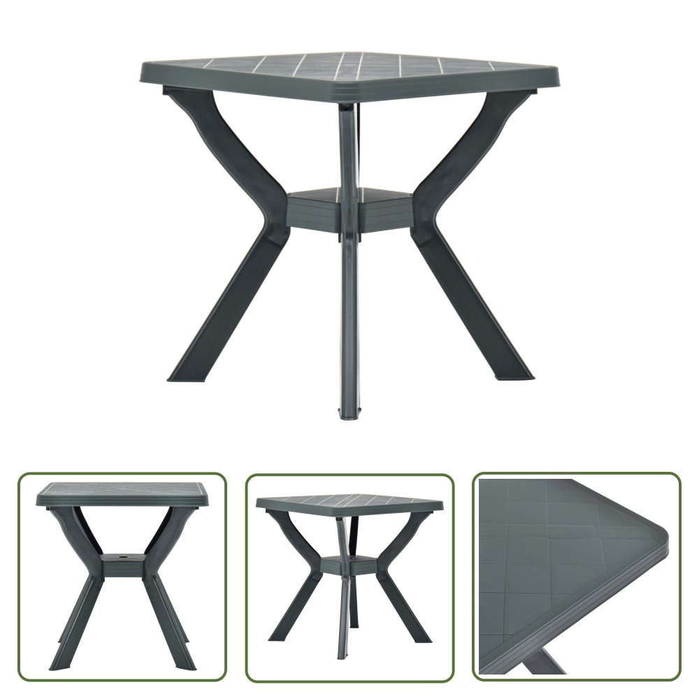 The Living Store Stolik bistro - zielony - 70x70x72 cm - plastikowy - Stół Ogrodowy