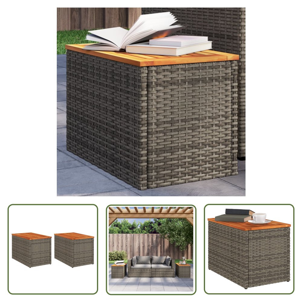The Living Store Stoliki ogrodowe - 2 szt. - szare - 55x34x37 cm - Stolik Ogrodowy