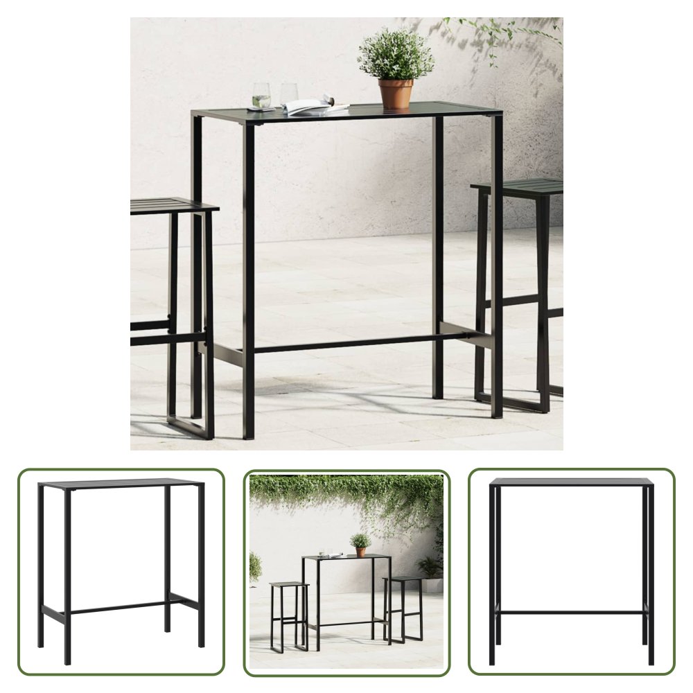 The Living Store Stolik barowy - czarny - 100x50x110 cm - malowana proszkowo stal - Stolik Barowy