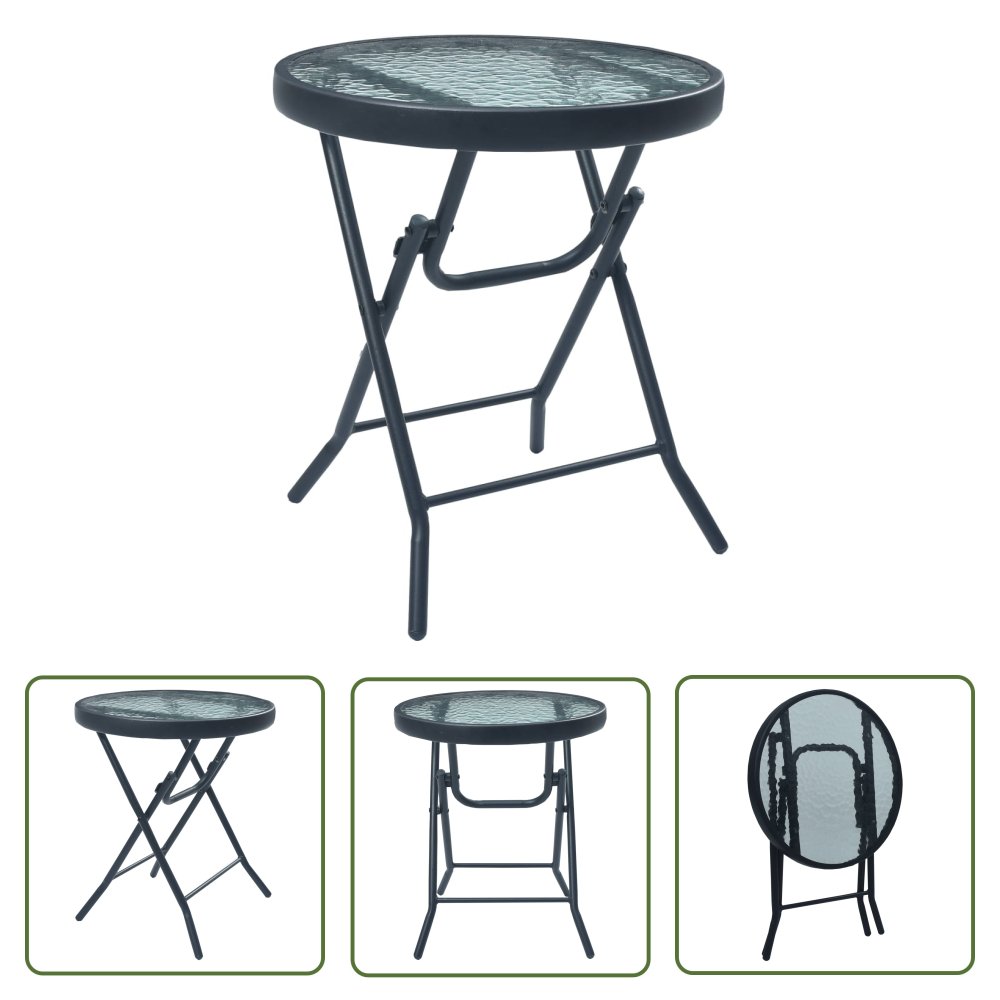 The Living Store Stolik bistro - czarny - 40 x 46 cm - stal i szkło - Stolik Bistro