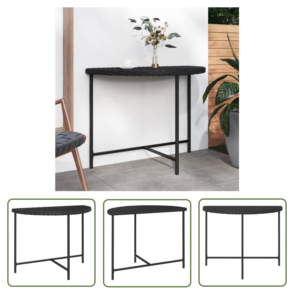 The Living Store Stolik ogrodowy - czarny - 100x50x75 cm - rattan PE - Stół