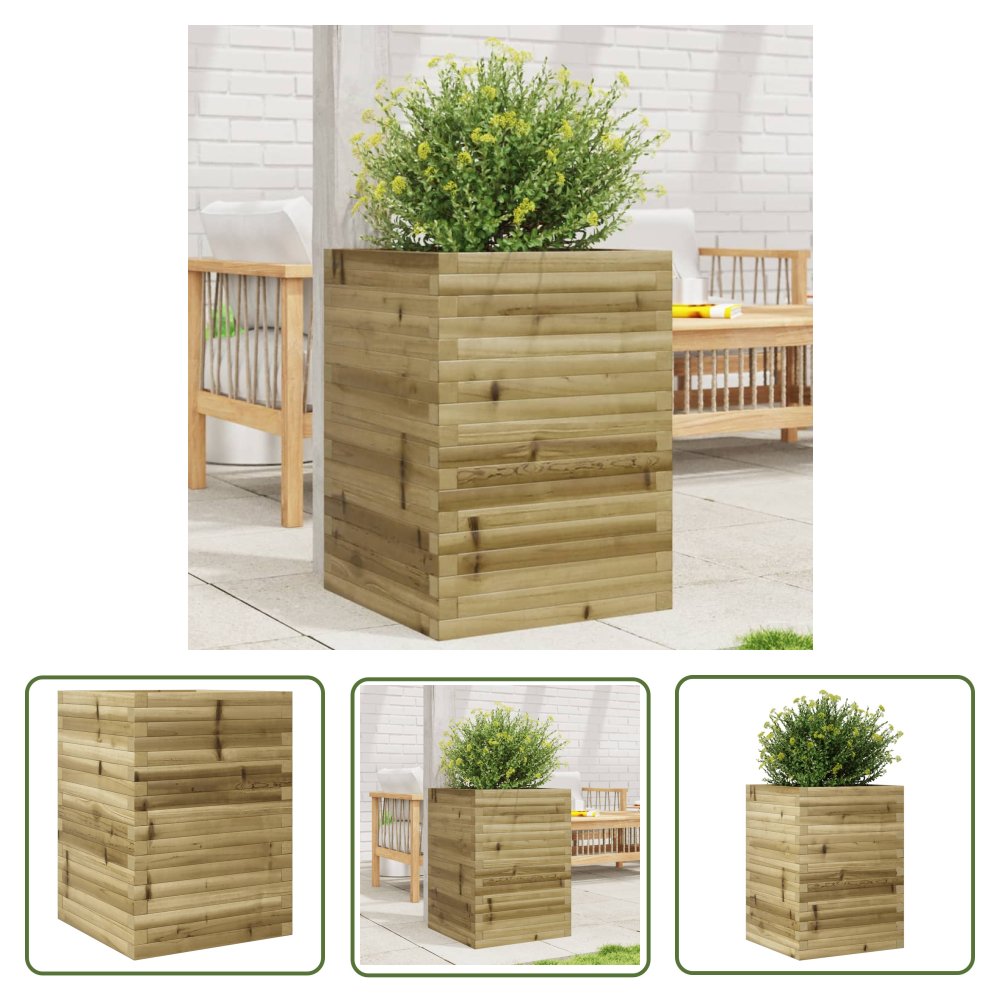 The Living Store Donica ogrodowa - 50x50x68 -5 cm - impregnowane drewno sosnowe - Donica Ogrodowa