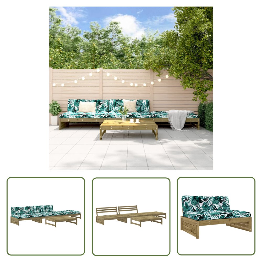 The Living Store 4-cz. zestaw mebli do ogrodu - z poduszkami - impregnowana sosna - Meble Ogrodowe