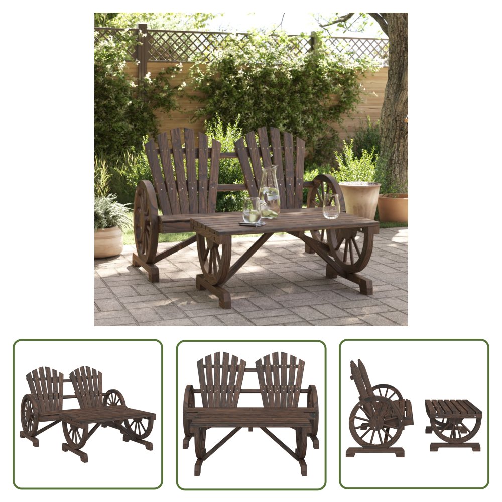 The Living Store 2-cz. zestaw mebli ogrodowych - lite drewno jodłowe - Meble Ogrodowe