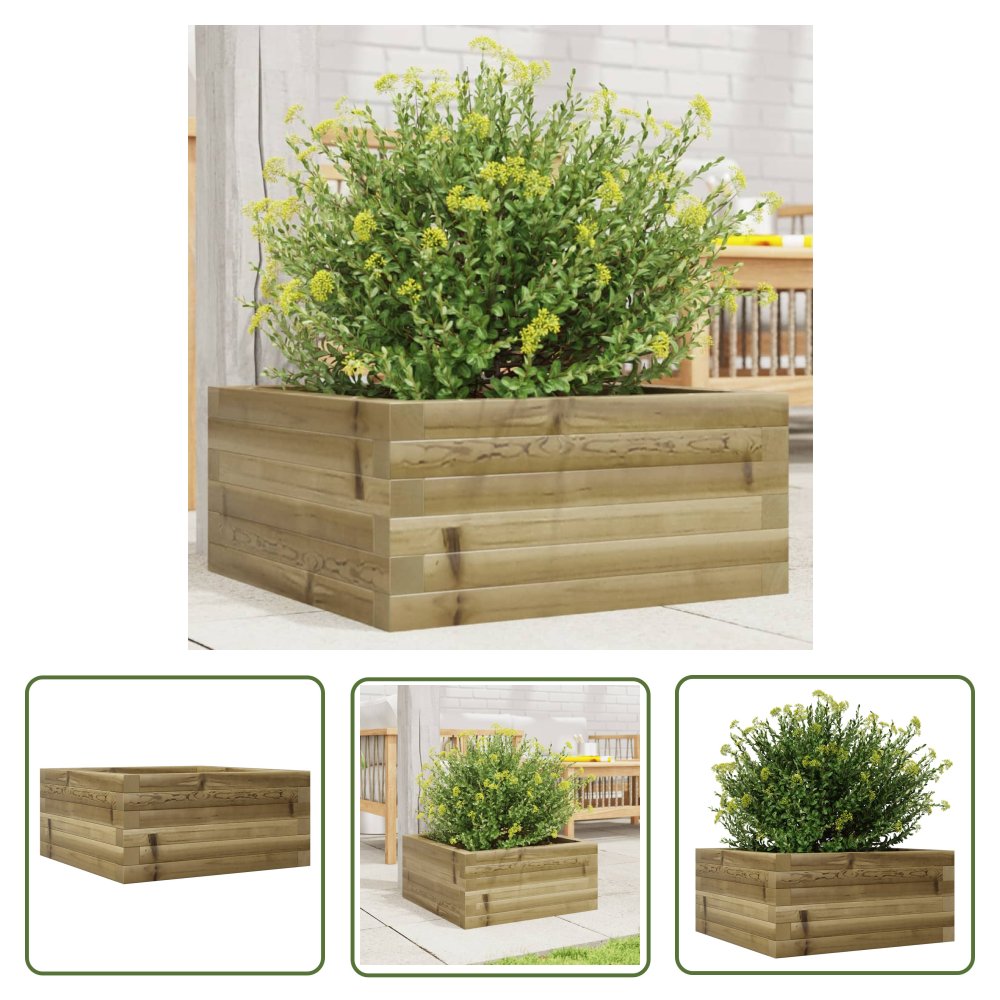 The Living Store Donica ogrodowa - 50x50x23 cm - impregnowane drewno sosnowe - Donica Ogrodowa