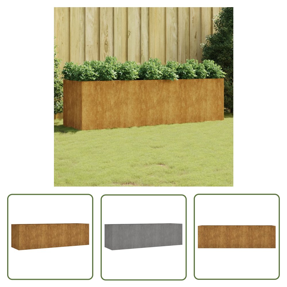 The Living Store Podwyższona donica - 280x80x80 cm - stal kortenowska - Donica Ogrodowa