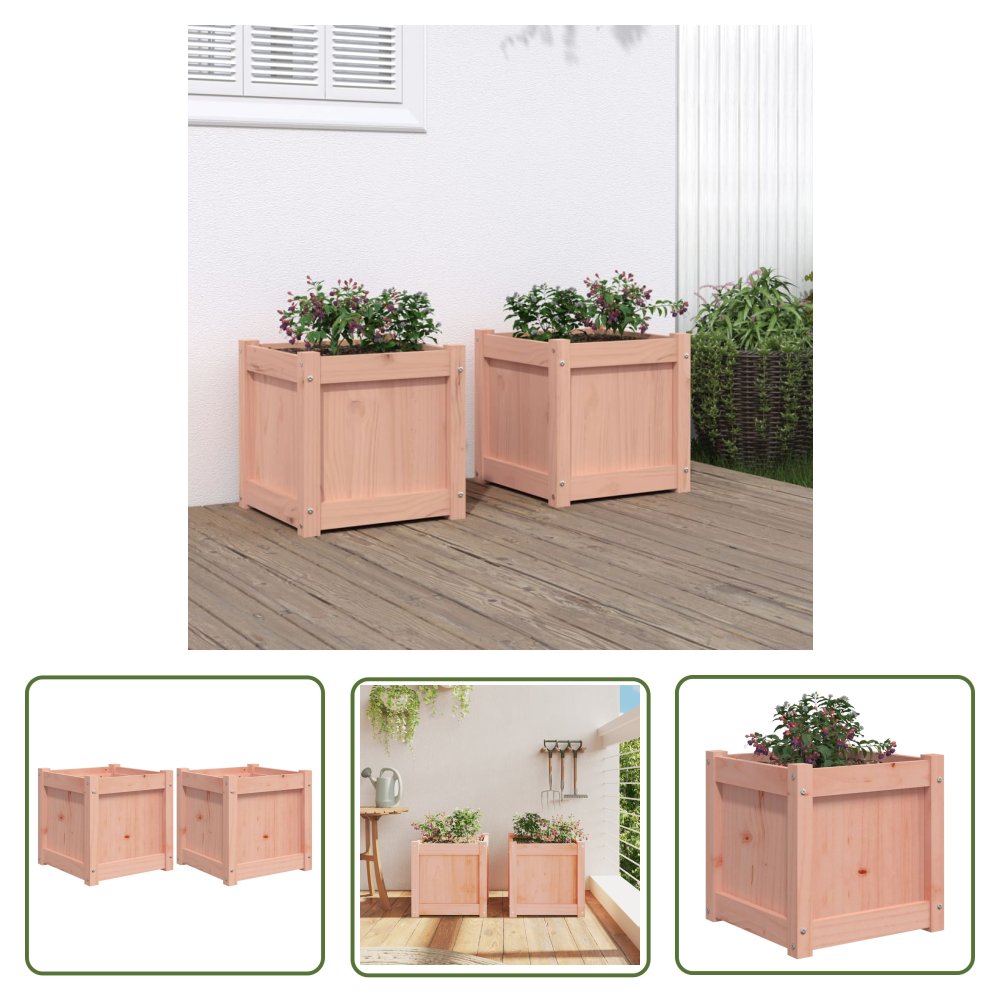 The Living Store Donice ogrodowe - 2 szt. - lite drewno daglezjowe - Donica