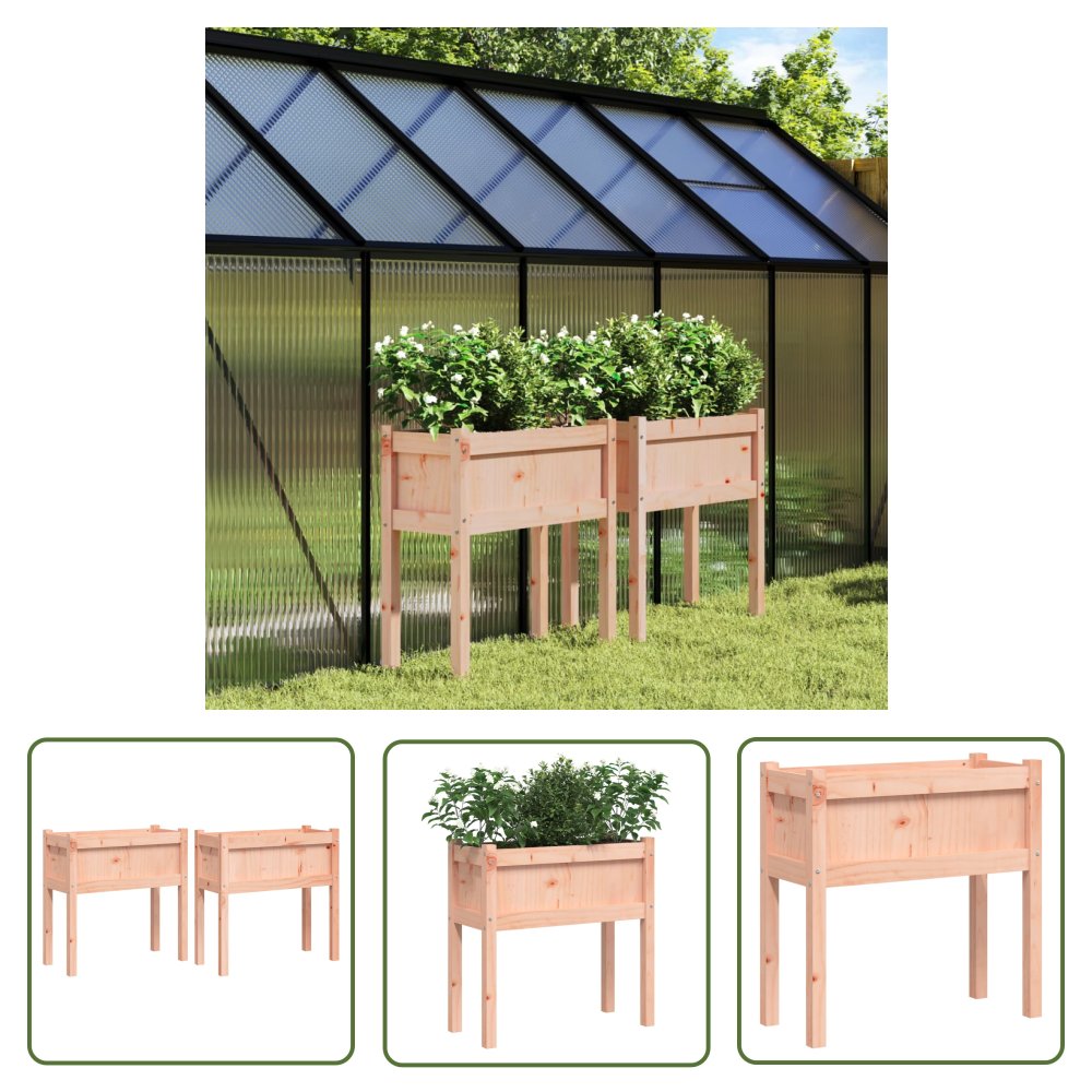 The Living Store Donice ogrodowe na nogach - 2 szt. - lite drewno daglezjowe - Doniczka