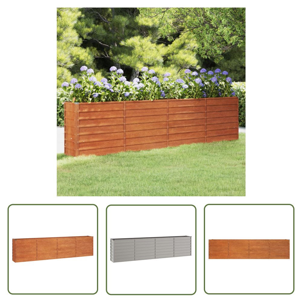 The Living Store Podwyższona donica - rdzawa - 320x40x77 cm - stal kortenowska - Donica Ogrodowa