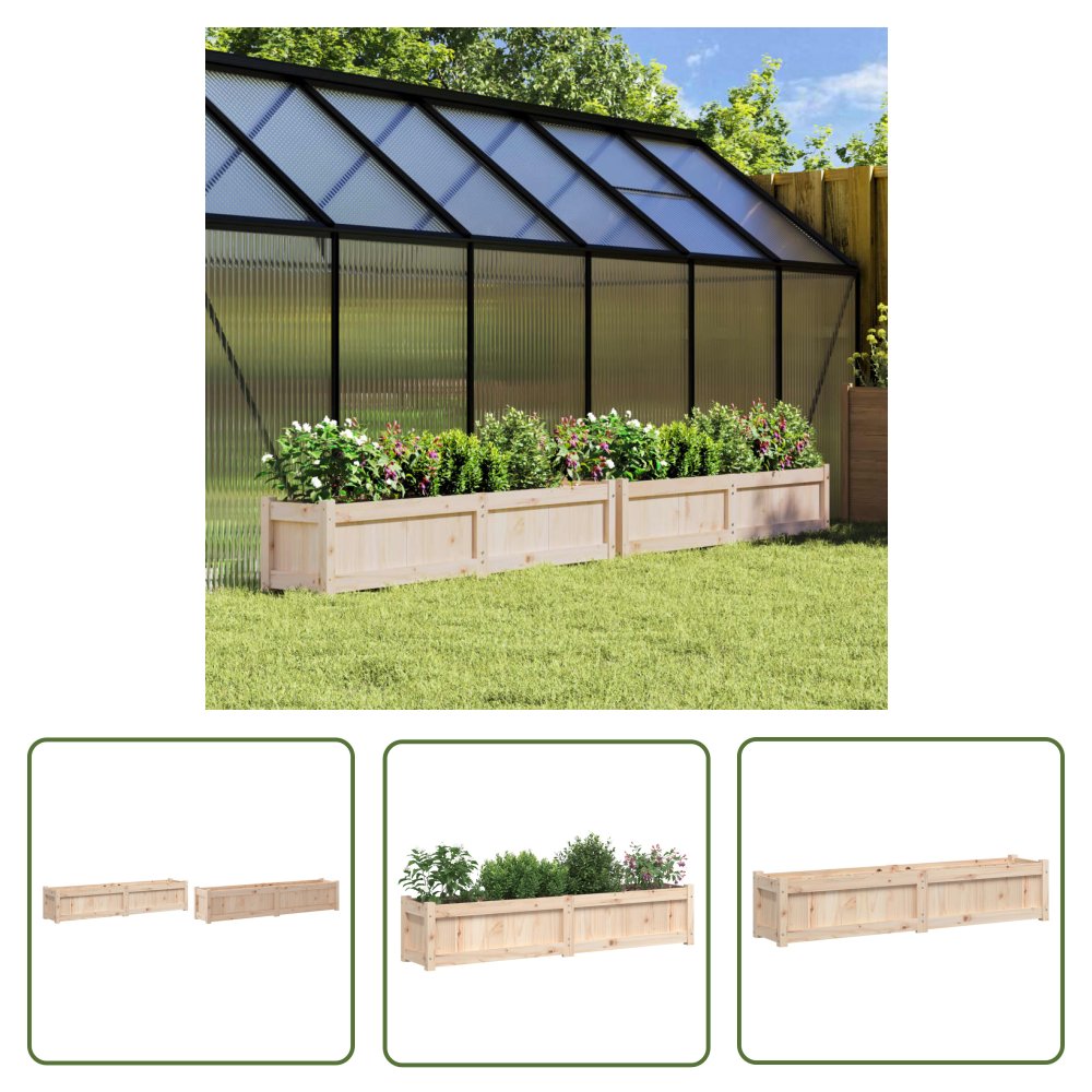 The Living Store Donice ogrodowe - 2 szt. - lite drewno sosnowe - Doniczka