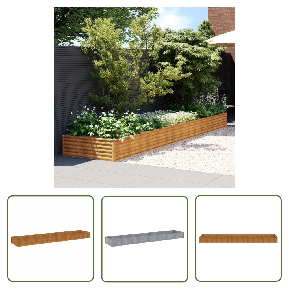 The Living Store Podwyższona donica - 482x100x36 cm - stal kortenowska - Donica Ogrodowa