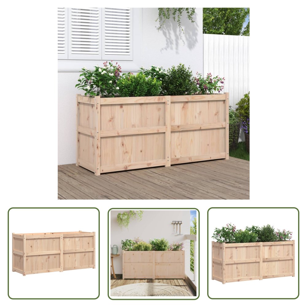 The Living Store Donica ogrodowa - 150x50x70 cm - lite drewno sosnowe - Doniczka