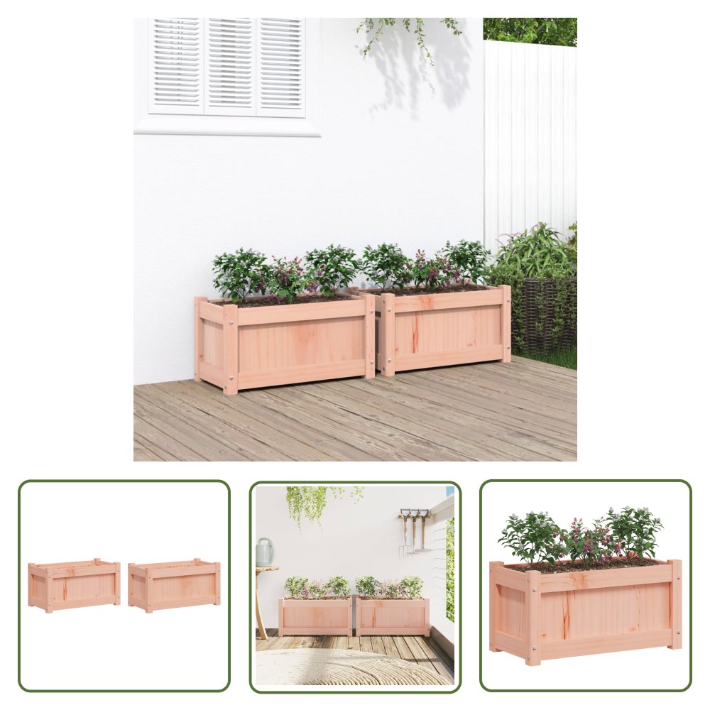 The Living Store Donice ogrodowe - 2 szt. - lite drewno daglezjowe - Doniczka