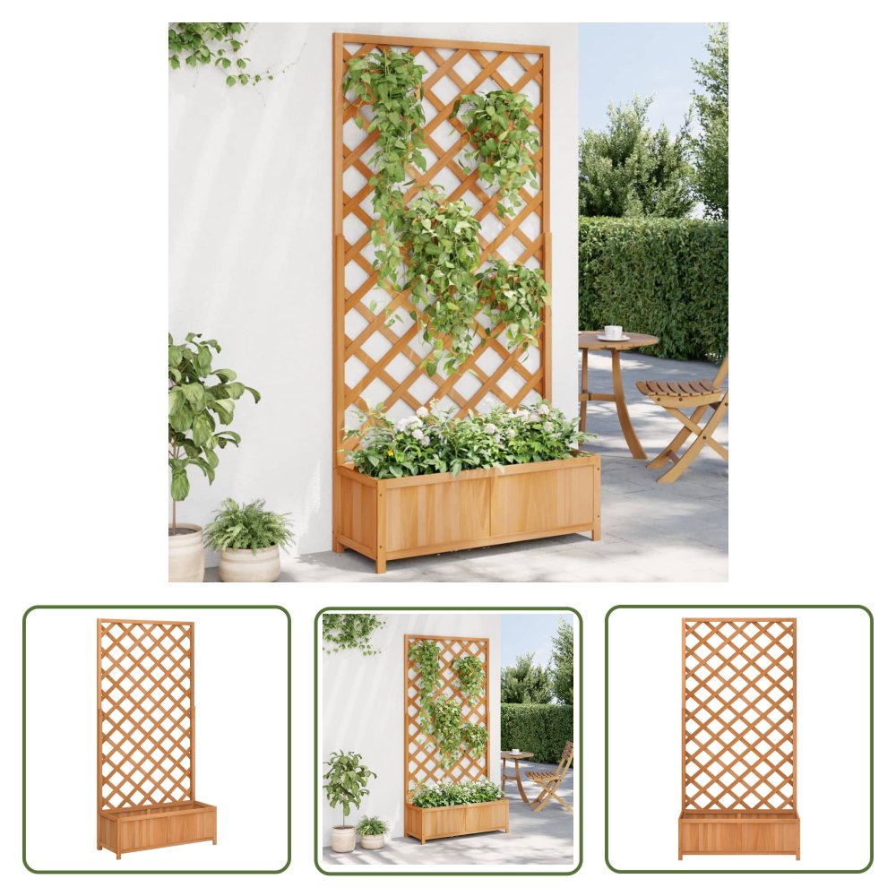 The Living Store Donica z trejażem - brązowa - lite drewno jodłowe - Skrzynia Na Rośliny
