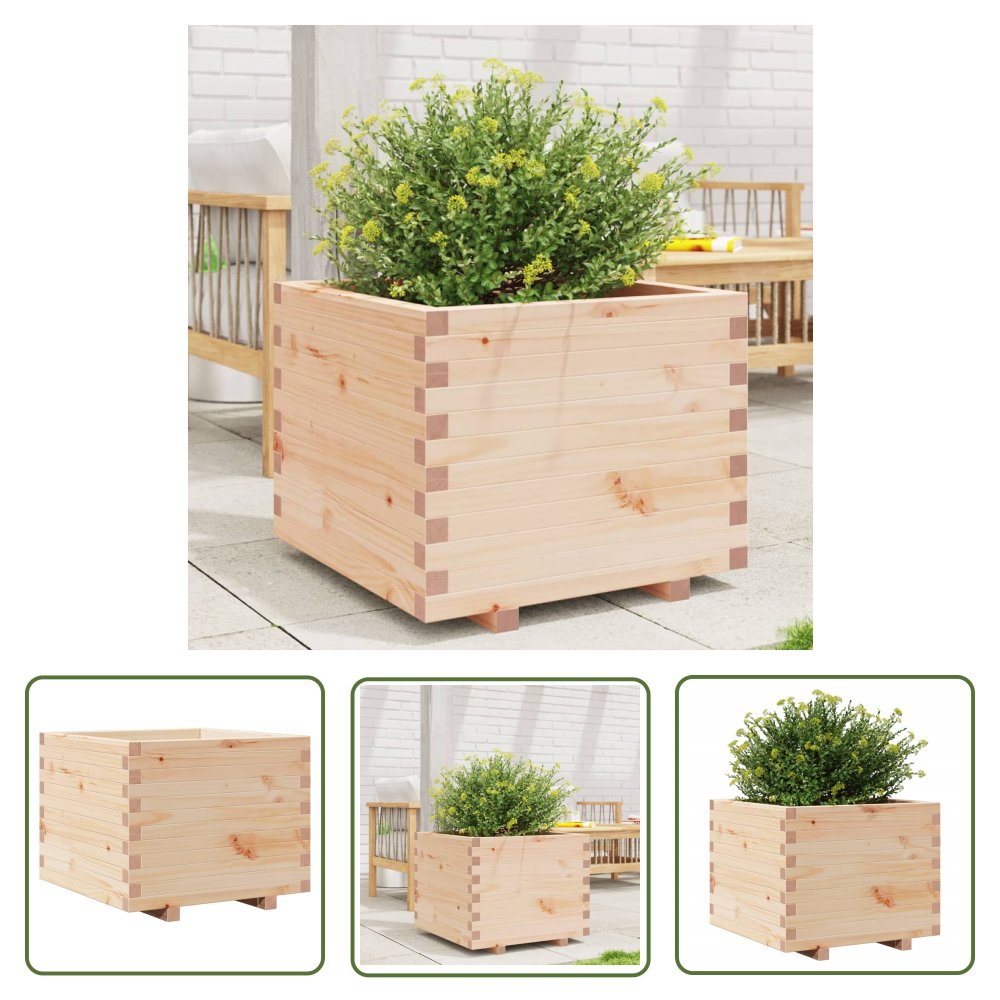 The Living Store Donica ogrodowa - 60x60x49 -5 cm - lite drewno sosnowe - Donica Ogrodowa