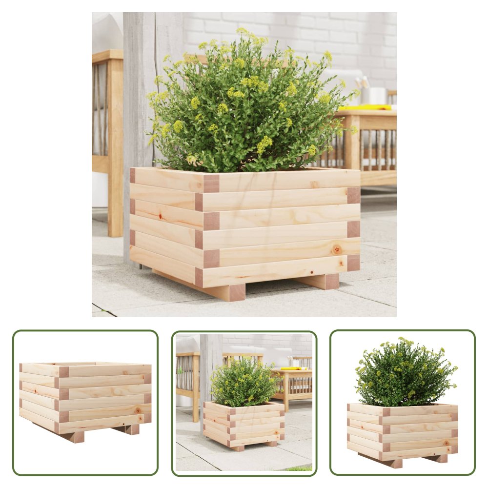 The Living Store Donica ogrodowa - 40x40x26 -5 cm - lite drewno sosnowe - Donica Ogrodowa