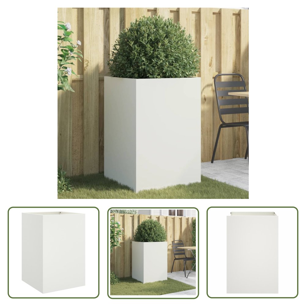 The Living Store Donica - biała - 52x48x75 cm - stal - Doniczka