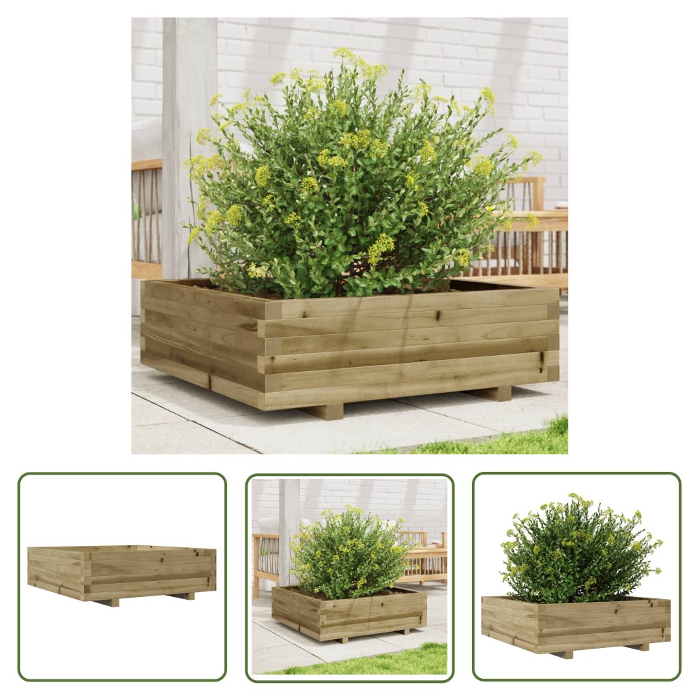 The Living Store Donica ogrodowa - 80x80x26 -5 cm - impregnowane drewno sosnowe - Donica Ogrodowa