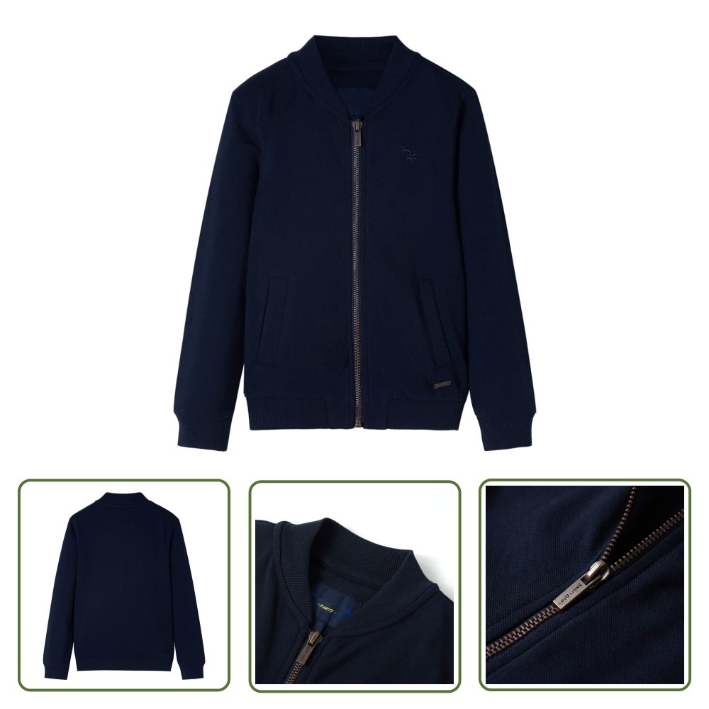Bluza dziecięca z zapięciem na suwak - granatowa - 128 - Bluza Dziecięca