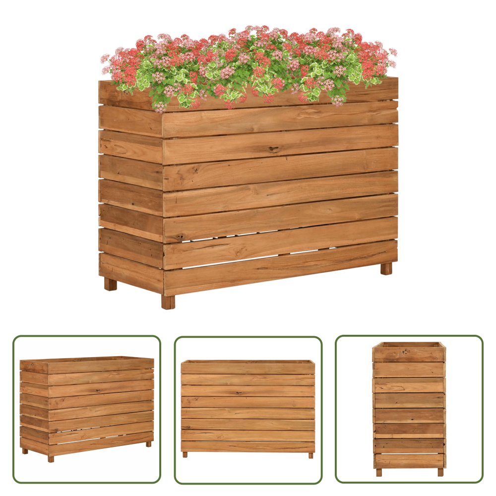 The Living Store Podwyższona donica 100x40x72 cm drewno tekowe z recyklingu/stal - Podwyższona Donica