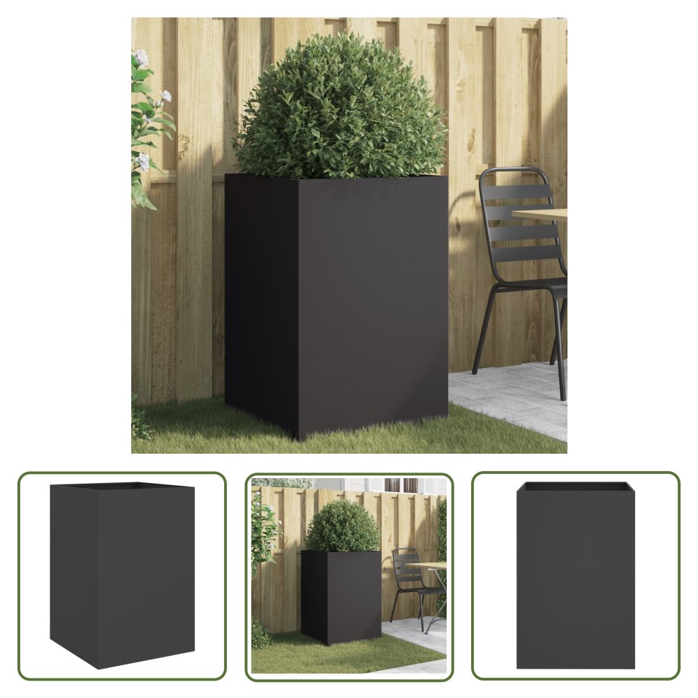 The Living Store Donica - czarna - 52x48x75 cm - stal - Doniczka