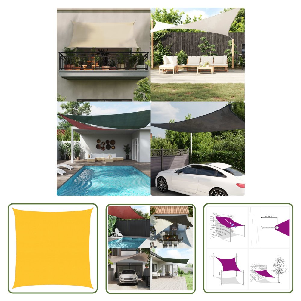 The Living Store Żagiel przeciwsłoneczny - 160 g/m² - żółty - 4 -5x4 -5 m - HDPE - Żagiel Przeciwsłoneczny