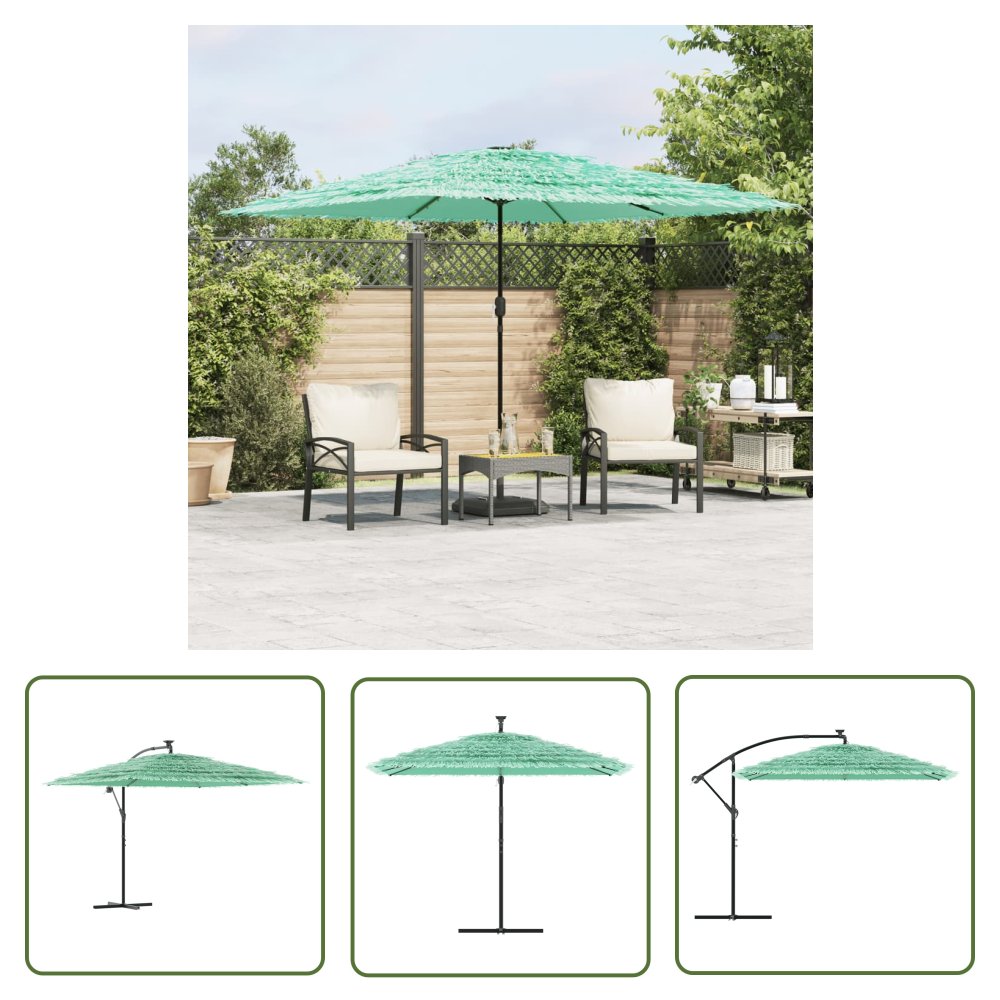 The Living Store Parasol ogrodowy na stalowym słupku - zielony - 290x290x238 cm - Parasol Ogrodowy