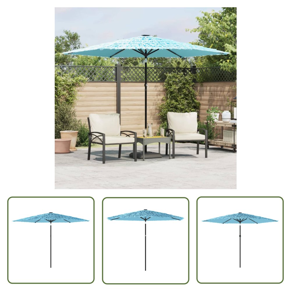 The Living Store Parasol ogrodowy na stalowym słupku - niebieski - 288x288x225 cm - Parasol Ogrodowy