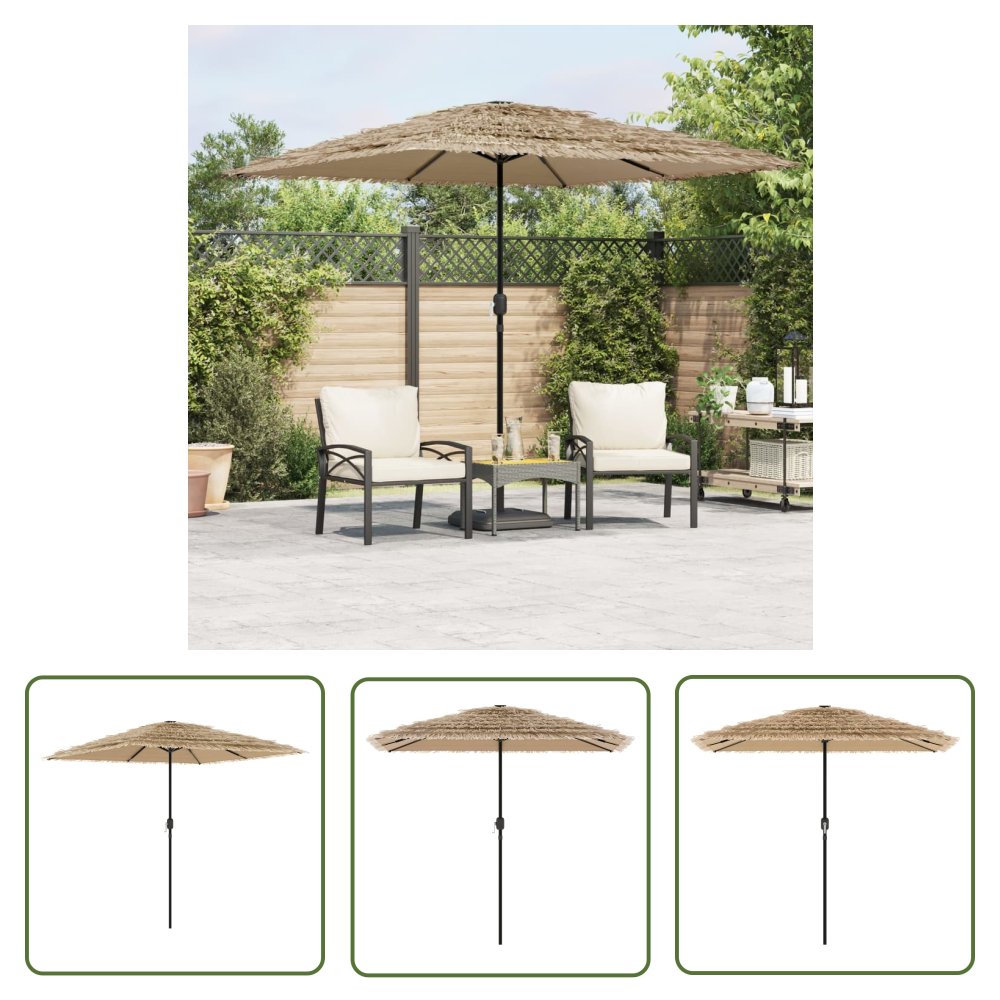 The Living Store Parasol ogrodowy na stalowym słupku - brązowy - 248x248x248 cm - Parasol Ogrodowy