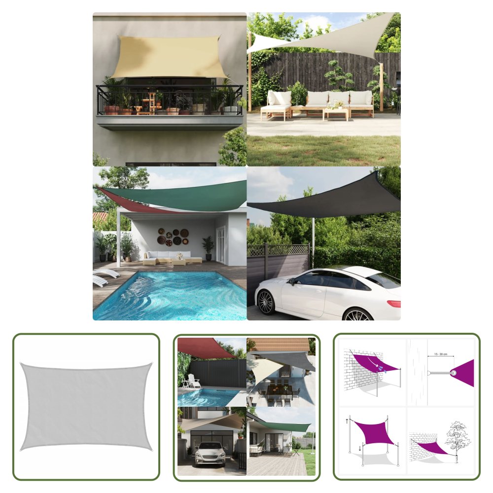 The Living Store Żagiel przeciwsłoneczny - jasnoszary - 7x6 m - 100% poliester - Żagiel Przeciwsłoneczny