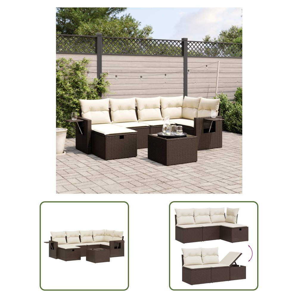 The Living Store 6-cz. zestaw wypoczynkowy do ogrodu - z poduszkami - brązowy - Sofa Ogrodowa