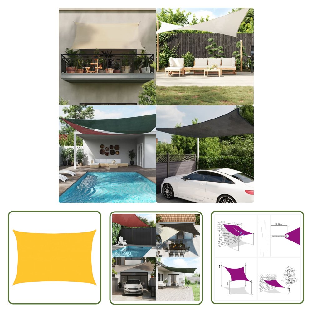The Living Store Żagiel przeciwsłoneczny - 160 g/m² - żółty - 4x5 m - HDPE - Żagiel Przeciwsłoneczny
