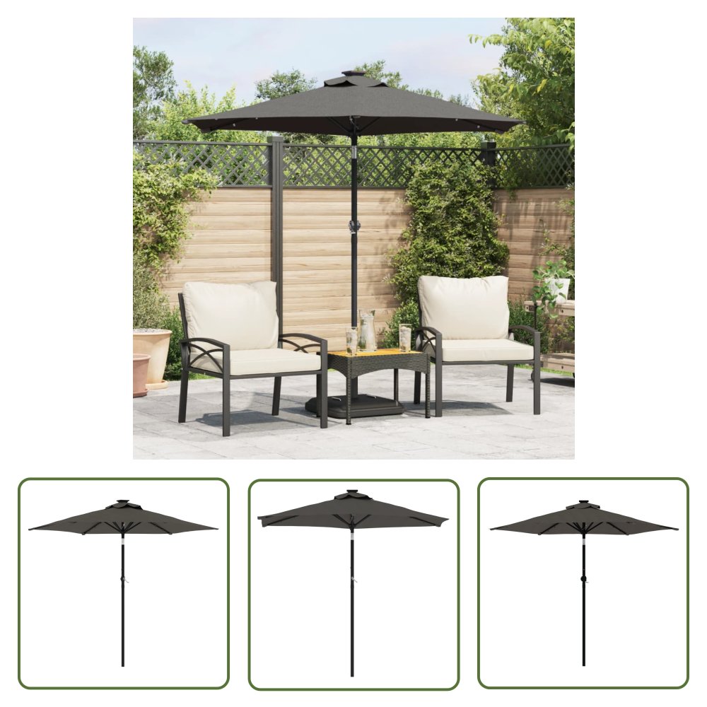 The Living Store Parasol ogrodowy na stalowym słupku - antracyt - 225x225x212 cm - Parasol Ogrodowy
