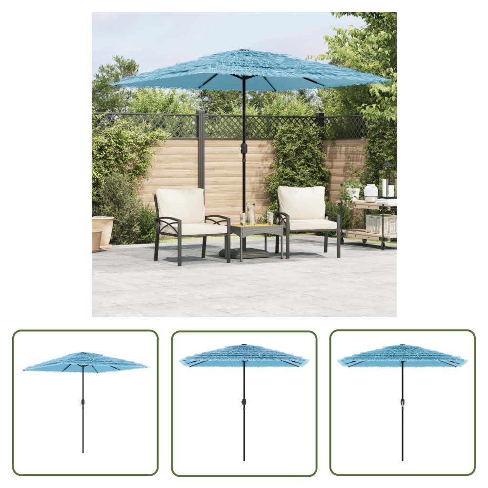 The Living Store Parasol ogrodowy na stalowym słupku - niebieski - 248x248x248 cm - Parasol Ogrodowy
