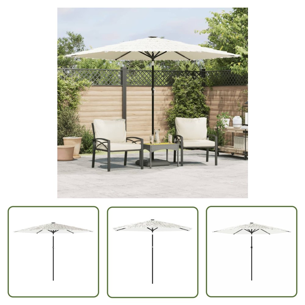 The Living Store Parasol ogrodowy na stalowym słupku - biały - 288x288x225 cm - Parasol Ogrodowy