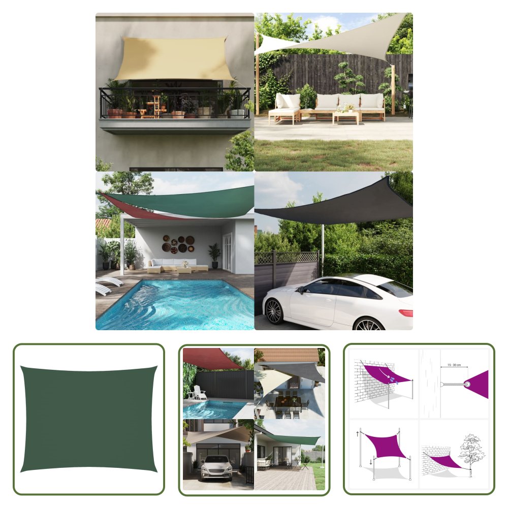 The Living Store Prostokątny żagiel ogrodowy - tkanina Oxford - 3x6 m - zielony - Żagiel Ogrodowy