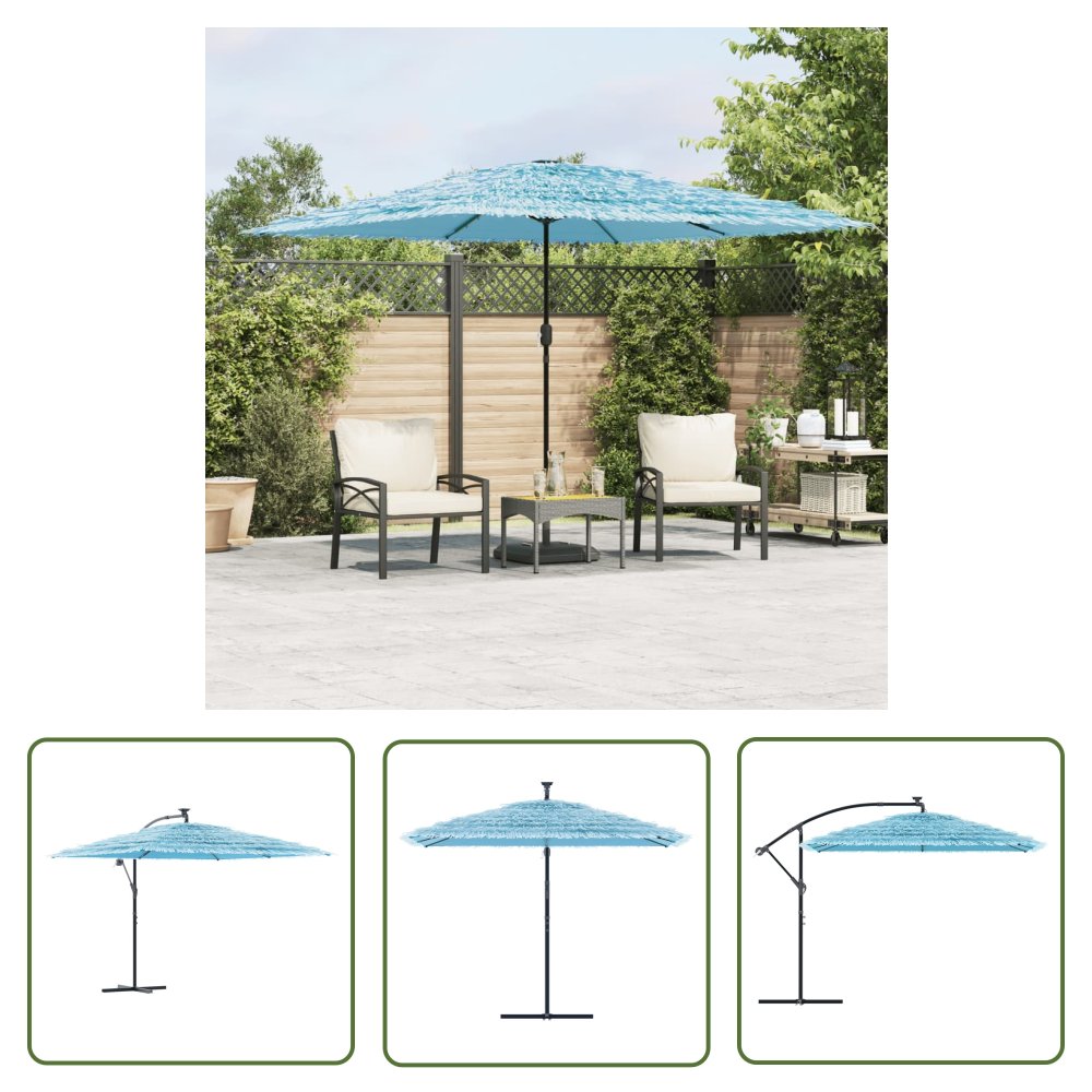 The Living Store Parasol ogrodowy na stalowym słupku - niebieski - 290x290x238 cm - Parasol Ogrodowy
