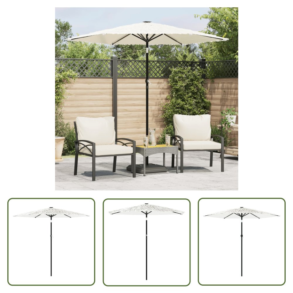 The Living Store Parasol ogrodowy na stalowym słupku - biały - 223x223x213 cm - Parasol Ogrodowy