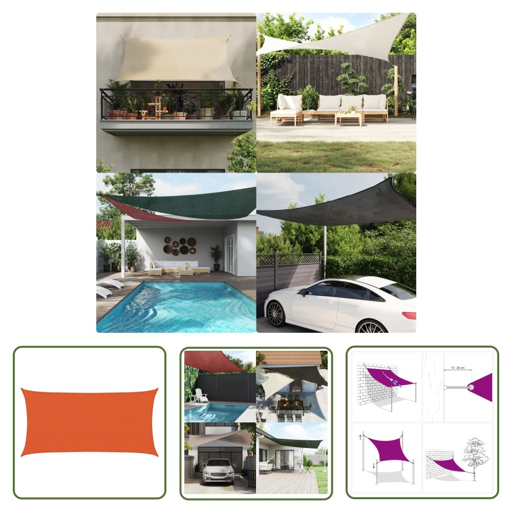 The Living Store Żagiel przeciwsłoneczny - 160 g/m² - prostokątny - 3x6 m - HDPE - Żagiel Przeciwsłoneczny