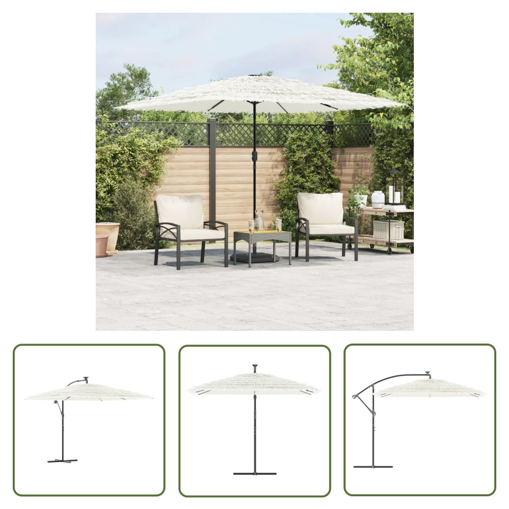 The Living Store Parasol ogrodowy na stalowym słupku - biały - 290x290x238 cm - Parasol Ogrodowy