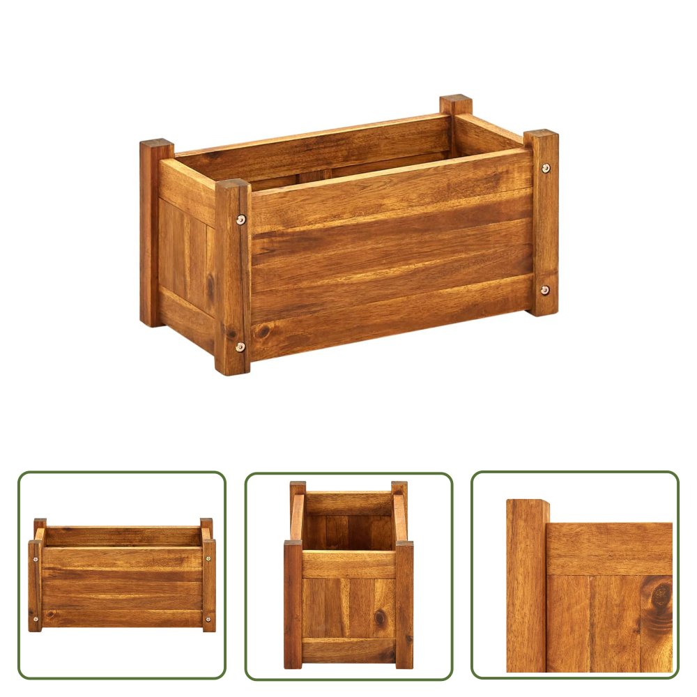 The Living Store Podwyższona donica ogrodowa - drewno akacjowe - 50x25x25 cm - Podwyższona Donica