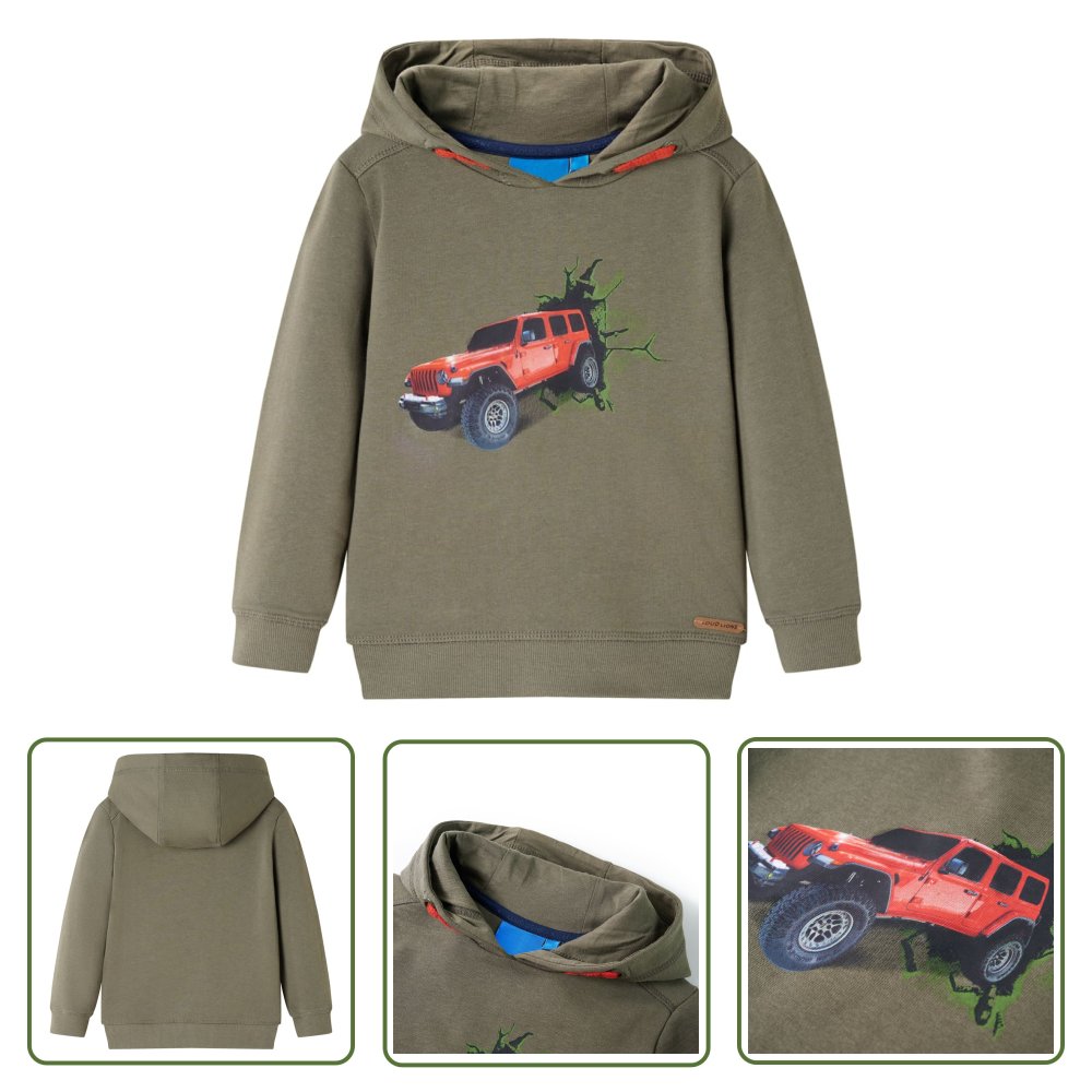 Bluza dziecięca z kapturem - khaki - 104 - Bluza Dziewczęca