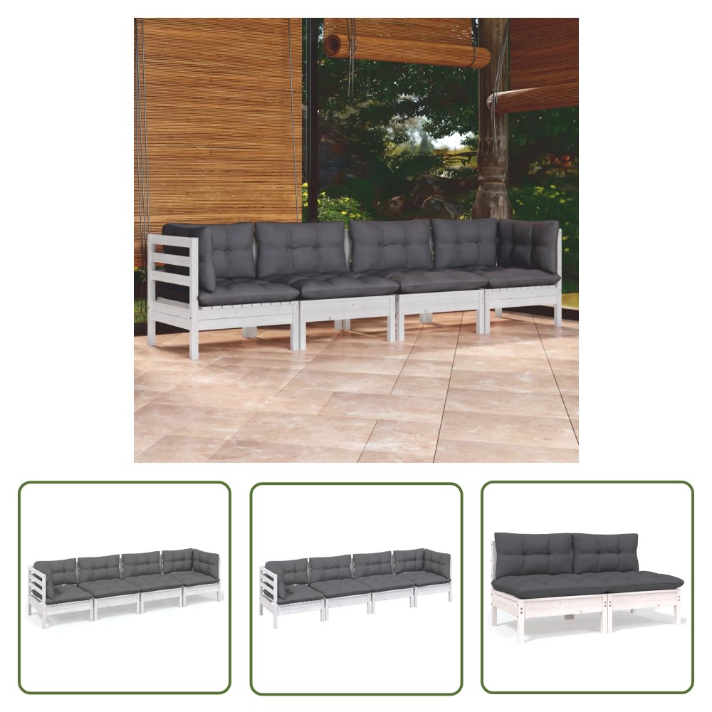 The Living Store 4-cz. zestaw wypoczynkowy do ogrodu - poduszki - lita sosna - Zestaw Wypoczynkowy Do Ogrodu