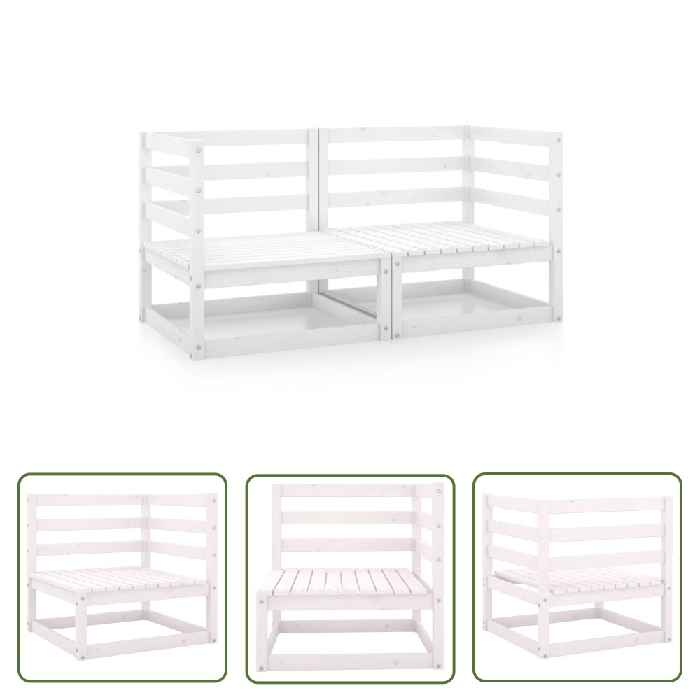 The Living Store Ogrodowe siedziska narożne - 2 szt. - białe drewno sosnowe - Sofa Narożna