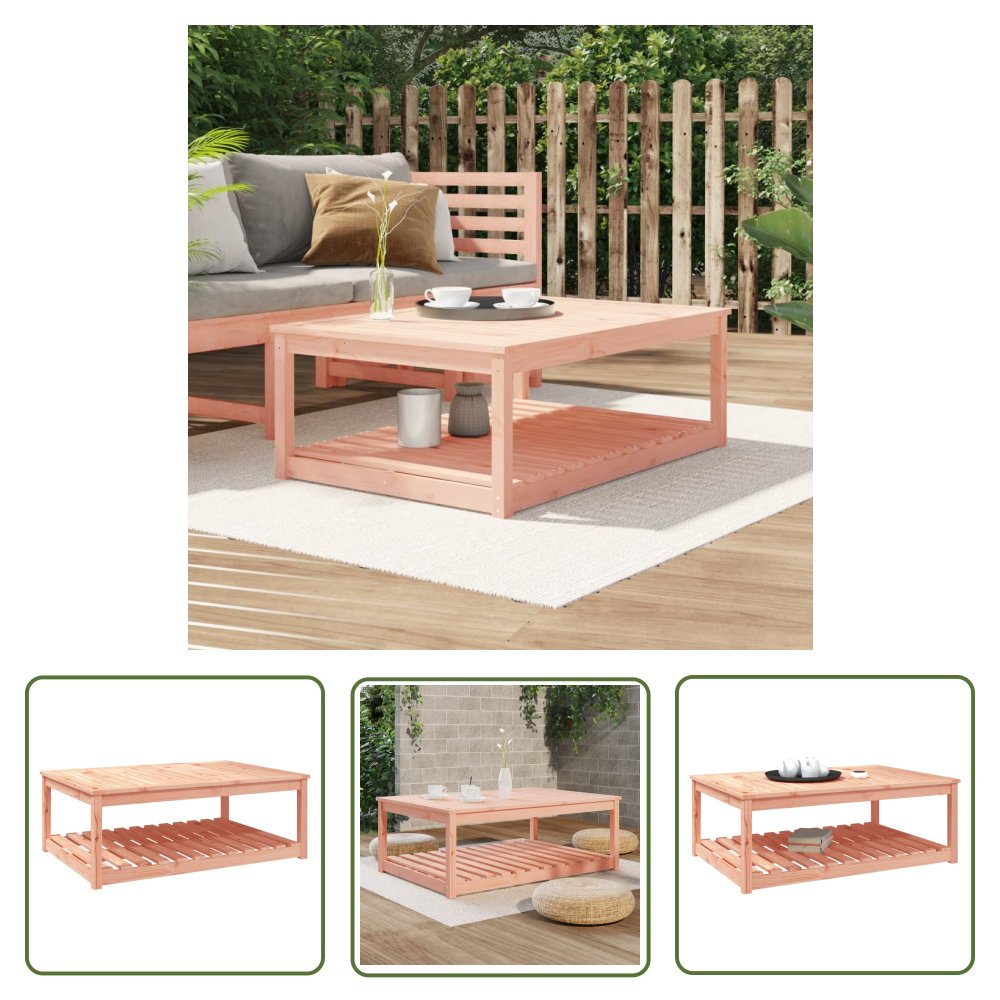 The Living Store Stolik ogrodowy - 121x82 -5x45 cm - lite drewno daglezjowe - Stół Ogrodowy