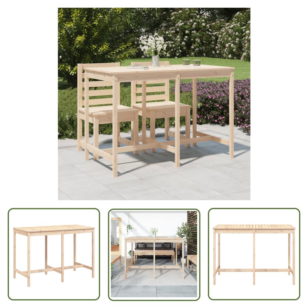 The Living Store Stół ogrodowy - 159 -5x82 -5x110 cm - lite drewno sosnowe - Stół Ogrodowy
