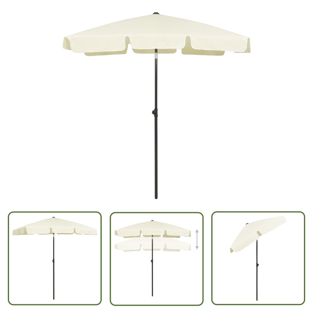 The Living Store Parasol plażowy - piaskowy żółty - 180x120 cm - Parasol Ogrodowy