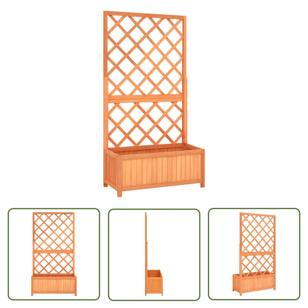 The Living Store Ogrodowa donica z kratką - brązowa - 70x30x135 cm - drewno jodłowe - Drewniana Donica