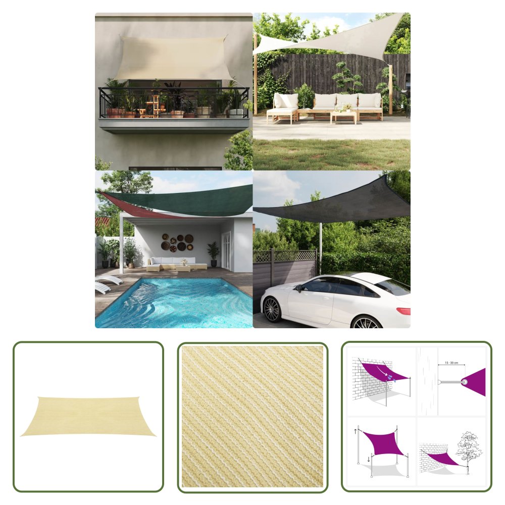 The Living Store Żagiel ogrodowy HDPE kwadratowy 3 -6x3 -6 m Beż - Żagiel Ogrodowy