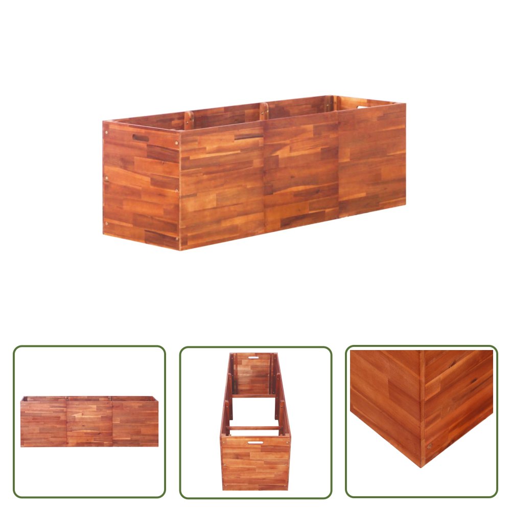 The Living Store Podwyższona donica z drewna akacjowego - 150 x 50 x 50 cm - Podwyższona Donica